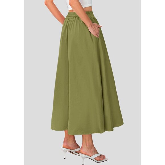 Comfortable 100% Cotton Maxi Skirt - Trendy High Waisted Flowy Ruffles & Pockets - Picture 2 of 8
